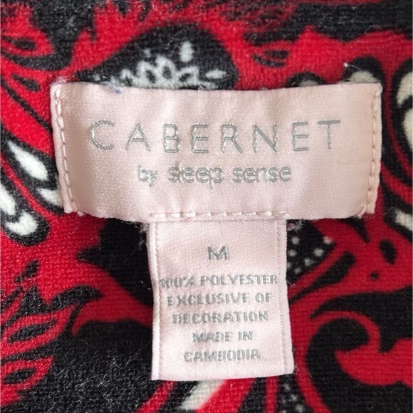 Cabernet Sleep Sense Pajama Set Women Medium Red Multi Paisley Velour Plush Cozy - Picture 4 of 16